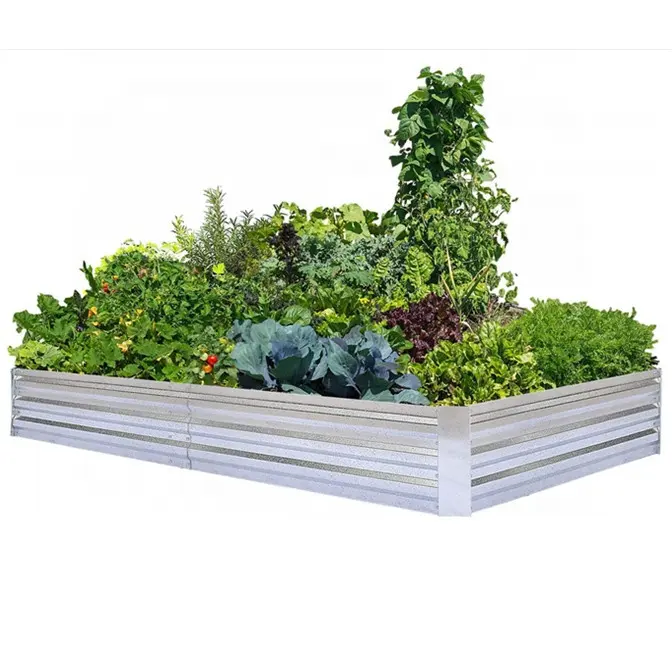Galvanized Raised Garden Beds for Vegetables Large Metal Planter Box Steel Kit Flower Herb, 8x4x1ft