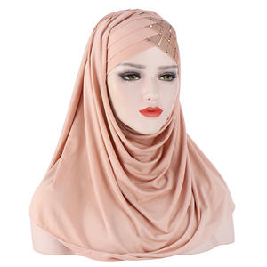 Arabische gekruiste, elastische jersey polyester hijab, lange casual feeststijl islamitische hoed voor vrouwen, geschikt voor alle seizoenen. - Product Image 4