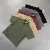 Kaos Polo Rajut Waffle Batik Vintage Berat 325GSM, Bahan Katun Bernapas, Cuci Asam, Desain Khusus untuk Pria - Produk Terbaru
