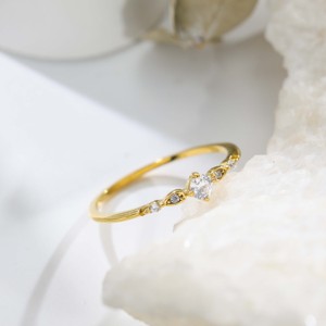 Light Luxury Stainless Steel Thin Band Pave Zircon Ring-Trendy 18K Gold Plated Wedding & Gift Jewelry for Everyday Wear - Product Image 2