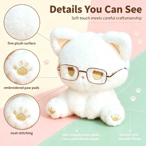 Gatto Seduto Carino e Paffuto, Regalo di Compleanno, Giocattolo in Peluche di Flanella, Unisex, dai 14 Anni in su - Product Image 4