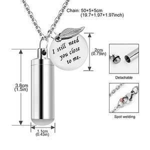 Collier en forme d'aile d'ange, bijou de méditation, support de cendré, avec breloque souvenir, I garde-corps, vous garde à luminosité - Product Image 5