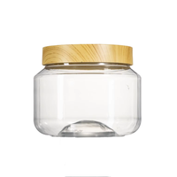 WEIJIA 99-25 830ml Boîte en PET transparente de qualité alimentaire avec impression par transfert d'eau, couvercle à grain de bois, bouchon à vis