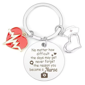 Nouvelles idées de produits : Porte-clés en acier inoxydable pour médecins et infirmières, <span class=keywords><strong>cadeau</strong></span> de vacances, pendentif seringue et stéthoscope, vente en gros - Product Image 6