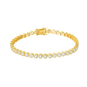 Pulsera de tenis de moissanita chapada en oro de 18 quilates para mujer, con corte brillante redondo y engaste de canal, joyería clásica para uso diario - Product Image 1