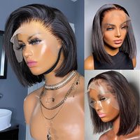 Pelucas de Cabello Humano con Frente de Encaje HD, Cabello Humano Pre-Arrancado, Pre-Cortado, Encaje Decolorado, Listo para Usar, Cabello Liso Sin Procesar