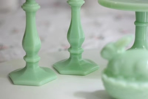 Bougeoirs en verre Jade USA <span class=keywords><strong>Mosser</strong></span> Milk Glass - Product Image 2