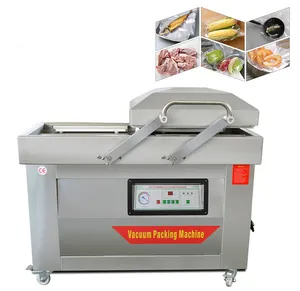 double 2 chamber sealing meat chicken food plastic bag sealer vacuum sealing packing machines vacuum packaging machine
