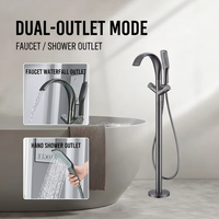 Robinet de bain sur pied en laiton avec douchette à main en alliage de zinc pour salle de bain, fourni par l'usine