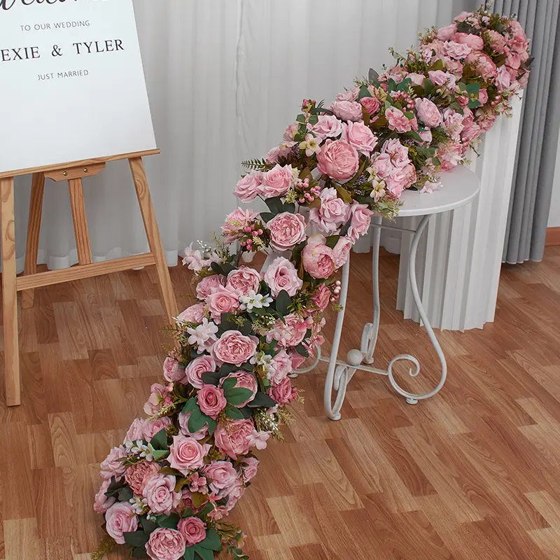 F-FR0112 Artificial Flower Arrangement Wedding Decoration Fauk Rose wedding Decoration Artificial Flower Decoration Flower Run