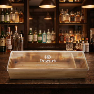 Plateau à condiments en bois avec logo personnalisé, 4 compartiments, plat de service avec couvercle, utilisation en restaurant, bar - Product Image 4