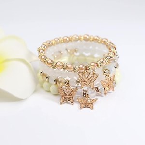 Ensemble de bijoux perlés de style bohème le plus vendu, pendentif papillon en alliage, multicouche, 4 pièces/ensemble, <span class=keywords><strong>bracelet</strong></span> élastique en cristal pour femmes - Product Image 5