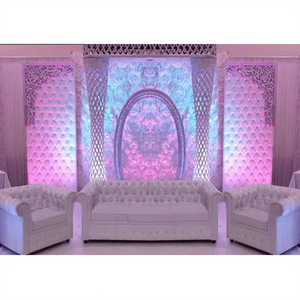 แต่งงานคริสตัลหนัง Tufted ฉากหลังเวทีชุดล่าสุดคริสตัลแต่งงานเสาเวทีการออกแบบใหม่งานแต่งงานเวที - Product Image 1