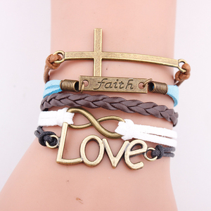 Hope Faith Love Cross Bracelet en cuir PU pour fils Anniversaire Noël Cadeaux de Pâques - Product Image 5