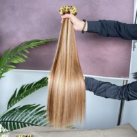 Cheveux humains brésiliens naturels bruts 12A # P4-27 Brun foncé avec mèches blond miel, mèches de cheveux non traitées