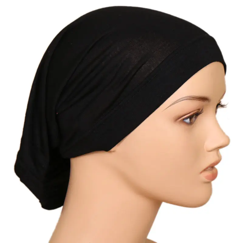 Groothandel Goedkope Moslim Hijab Undercap Elastische Cilinder Vrouw Caps Effen Kleur Katoen Binnenhijab