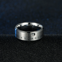 Acier inoxydable 18 carats PVD Plaqué or Décodeur secret Fenêtre Chiffrement Numéro porte-bonheur Anneau rotatif