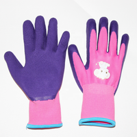 Gants de sécurité pour jeunes SUNCEND personnalisables en gros, haute qualité, 13 jauges, polyester, paume enduite de mousse de latex violette, doublure rose