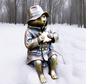 Sculpture en cuivre coulé personnalisée Statue d'ours <span class=keywords><strong>Paddington</strong></span> en bronze réaliste privée Statue humanoïde réaliste - Product Image 4