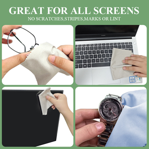 Logo personnalisé en relief 8*8/13*15cm chiffon de nettoyage en daim <span class=keywords><strong>microfibre</strong></span> couleur blanche bijoux différentes tailles lingettes nettoyantes 140-200g - Product Image 5