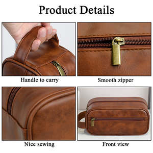 MOQ rendah modis kasus riasan kosmetik ringan penyimpanan tahan air Vegan PU kulit tas perlengkapan mandi perjalanan untuk pria wanita - Product Image 4