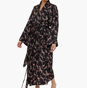Robe de nuit longue pour femme de style <span class=keywords><strong>kimono</strong></span>, col en V, fermeture à cordon, design imprimé, peignoir élégant, pyjamas pour femmes - Product Image 2