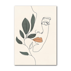 Mode femme dans le Style de ligne avec couleur verte et plante une ligne Art <span class=keywords><strong>dessin</strong></span> abstrait femme visage Art mural pour la décoration de la maison - Product Image 6