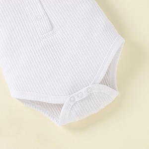 Conjuntos de 3 Piezas de Ropa para Bebé, Body Blanco Liso, Diseño de Traje Baba, para Niños Pequeños - Product Image 6