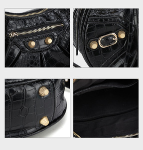 Nouveau Sac Moto Robuste à Rivets 2026 – Sac Bandoulière 3-en-1 en Forme <span class=keywords><strong>de</strong></span> Croissant en Cuir Souple, Porté Épaule ou Main, en Polyester - Product Image 6