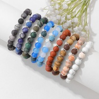 Ensemble de bracelets en pierre de lave véritable, perles de pierres précieuses, bijoux ajustables en pierre naturelle, vente en gros, bracelets personnalisés pour femmes