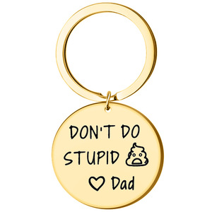 DON'T DO STUPID Porte-clés rond en acier inoxydable Porte-clés en métal Porte-clés en acier inoxydable pour la fête des mères Accessoires - Product Image 6