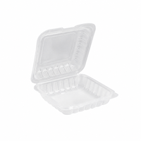 Boîte alimentaire jetable transparente en PP avec couvercle à charnière 8x8 pouces, compatible micro-ondes, vente en gros
