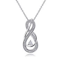 Collier vintage en argent sterling 925 plaqué or rose pour femme, avec zircon en forme de 8, luxueux, pour les mariages et les fêtes