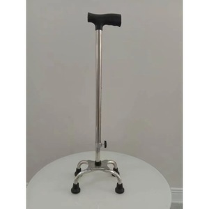 Bastón de cuatro patas de acero inoxidable con altura ajustable para apoyo de personas mayores - Product Image 3