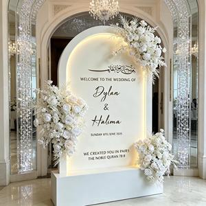 Premium <strong>Wedding</strong> Decor Sign LED Light White <strong>Welcome</strong> Sign Backdrop Personalized PVC <strong>Board</strong> for Entrance Decoration - Product Image 1