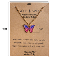Nouveau collier papillon tendance multicolores, chaîne fine, pendentif coloré pour femmes, bijoux