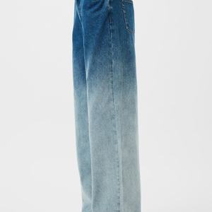 Jean baggy d'été de haute qualité pour femme, coupe droite, en denim délavé et déchiré, avec blocs de couleur - Product Image 5