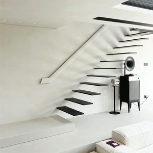 <span class=keywords><strong>Escalera</strong></span> Flotante Minimalista de Estilo Moderno con Soporte Ultrafino de Acero Simple Oculto en la Pared y Peldaños de <span class=keywords><strong>Madera</strong></span> Maciza - Product Image 6