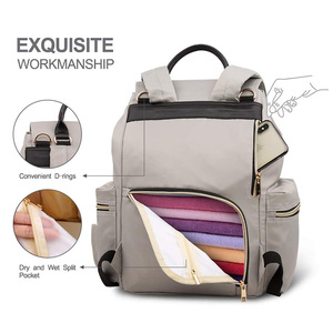 Sac à langer de grande capacité pliable étanche pour bébé sac à langer d'<span class=keywords><strong>allaitement</strong></span> sac à dos avec crochets - Product Image 3