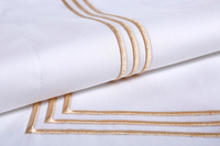 Parure de Lit Luxe en 100% Coton Couleur Unie Broderie Lignes avec Taie d'Oreiller et Housse de Couette