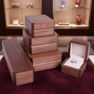 Juego <span class=keywords><strong>de</strong></span> Joyeros <span class=keywords><strong>de</strong></span> Madera Color Nogal con Tapa, Directo <span class=keywords><strong>de</strong></span> Fábrica - Product Image 2