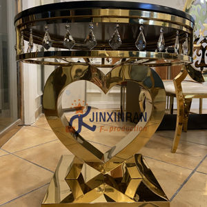 Support pour gâteau <span class=keywords><strong>de</strong></span> mariage <span class=keywords><strong>de</strong></span> forme ronde moderne <span class=keywords><strong>de</strong></span> luxe en acier inoxydable avec diamant et or - Product Image 2