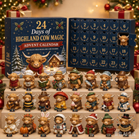 Calendrier de l'Avent 2026 Vache des Highlands – Boîte Mystère 24 Jours de Compte à Rebours – Pendentif Acrylique – Ornement de Sapin de Noël – Cadeau
