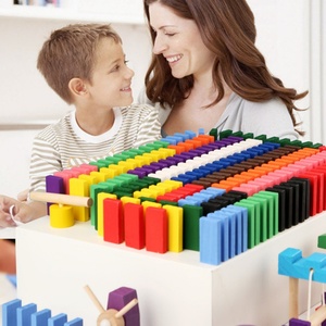 Bloques de Construcción Multifuncionales, Tren Eléctrico Educativo Ecológico de PVC, Juguete para Niños con Entrega Automática de Cartas, Dominós Transparentes - Product Image 1