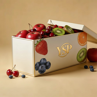 Boîte cadeau rigide personnalisée pour fruits avec poignée, couvercle et base en carton pour la présentation de cerises, fraises et autres produits de luxe