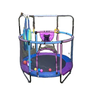 Hadiah Hari anak-anak baja tahan karat lingkaran anak-anak, trampolin mini hiburan dalam dan luar ruangan dengan ayunan