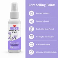 Zourunan Spray Désodorisant pour Animaux Éliminateur d'Odeurs Brume Légère Rafraîchissante Florale pour Chiens Chats Soin à Domicile Désodorisant d'Ambiance 60ml Vente en Gros ODM
