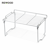 Étagère de rangement pliable en acier inoxydable pour cuisine, organisateur de comptoir pour four à micro-ondes