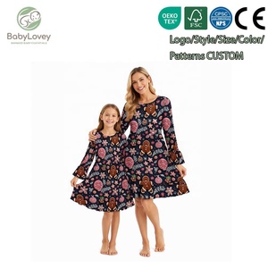 Pyjama de Noël personnalisé Babylovey pour toute la famille, <span class=keywords><strong>robe</strong></span> en tissu de bambou doux, vêtements de nuit pour mère et <span class=keywords><strong>fille</strong></span> pour les fêtes - Product Image 1