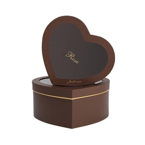 High quality wholesale Luxury Transparent PVC Lid Heart Shape Paper Box Wedding day and Valentine's Gift Packaging Flower box